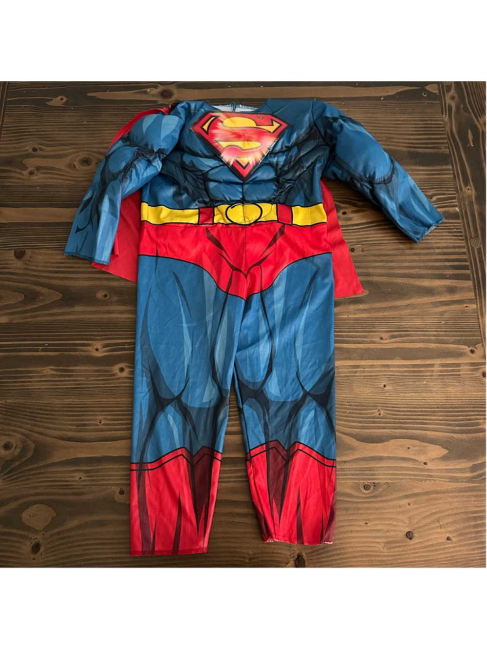 Rubies Superman Costume Toddler Boys 2T Muscle Chest Cape Blue Red No Mask